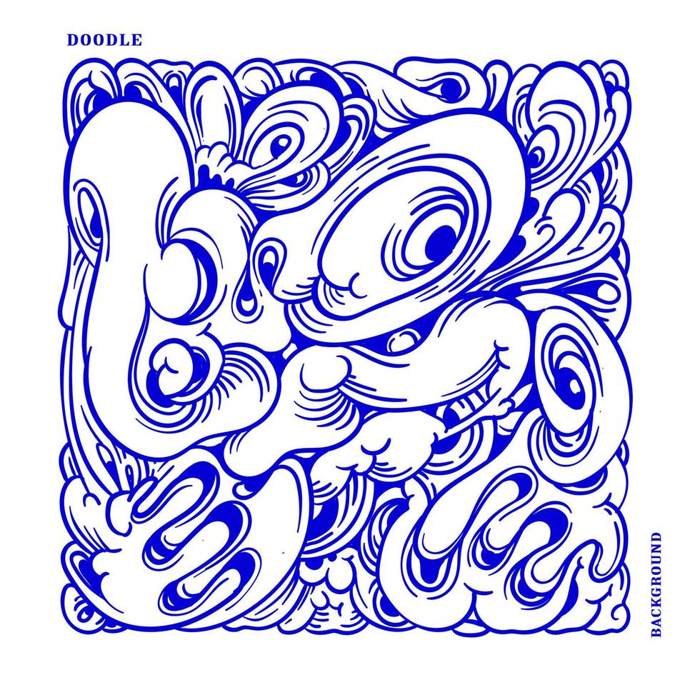 Vector abstract ethnic and culture doodle illustration in blue color for background