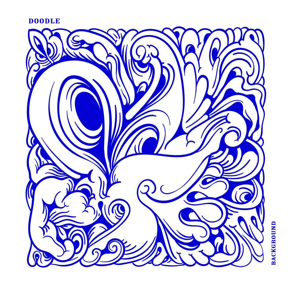 Vector abstract ethnic and culture doodle illustration in blue color for background