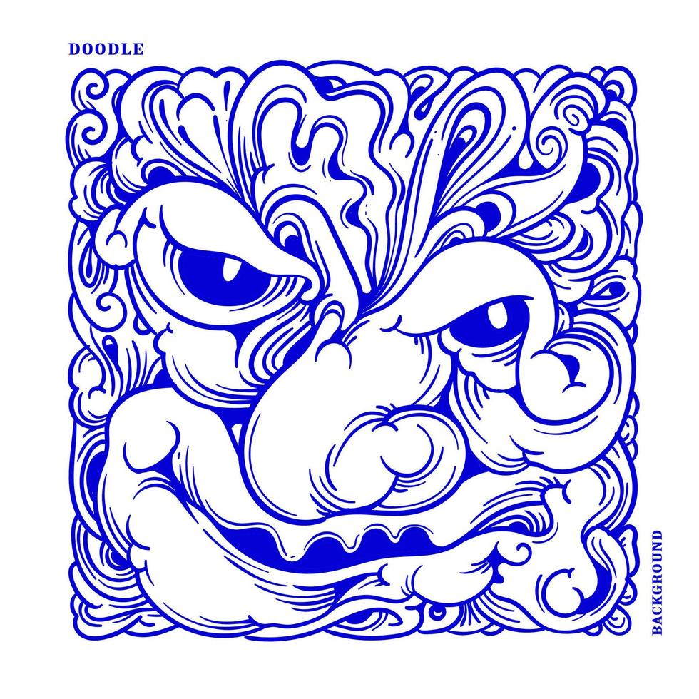 vector abstracto étnico y cultura doodle ilustración en color azul para el fondo