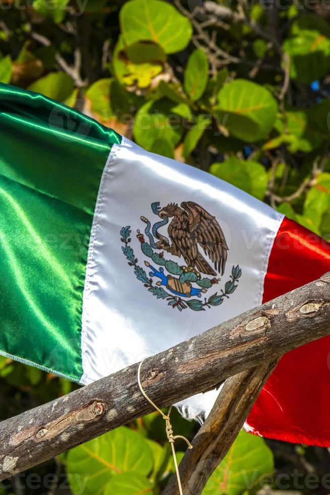 bandera roja blanca verde mexicana en playa del carmen mexico. foto