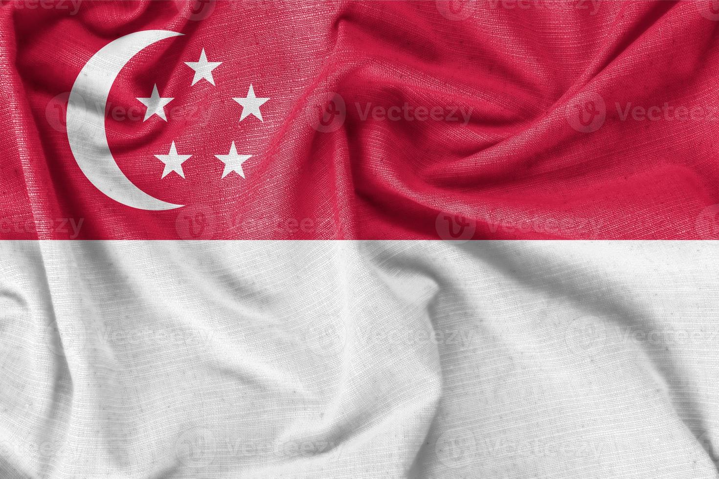 Singapore country flag background realistic silk fabric photo