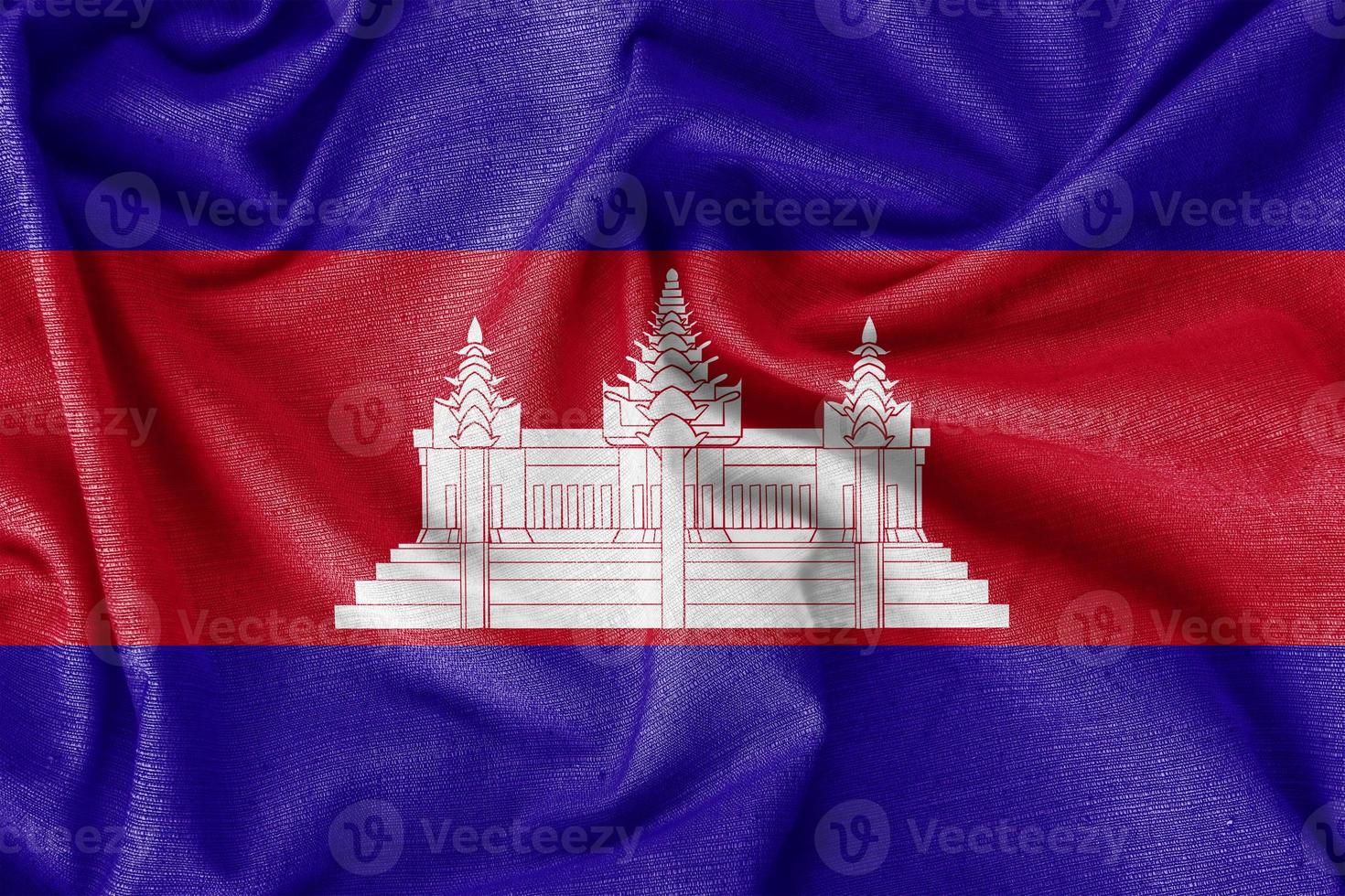 Cambodia country flag background realistic silk fabric photo