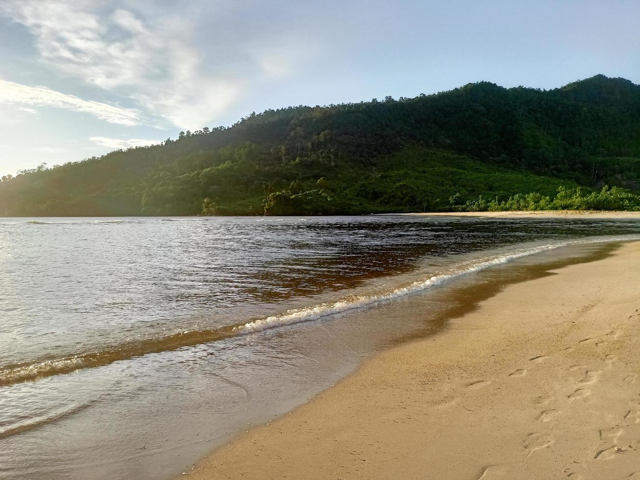 beautiful natural scenery of the beach at dusk photo