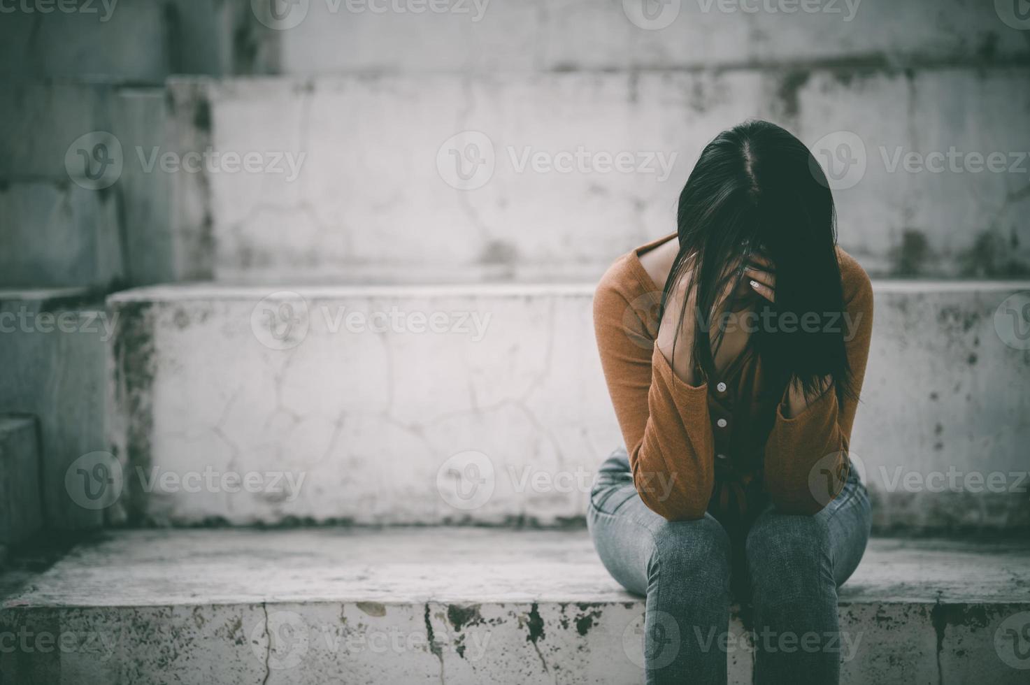 Close up asian sad woman heartbreak from From unrequited love,Brokenheart young girl concept,vintage style,dark tone photo