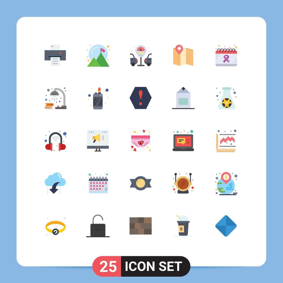 Pictogram Set of 25 Simple Flat Colors of world day life cancer service Editable Vector Design Elements