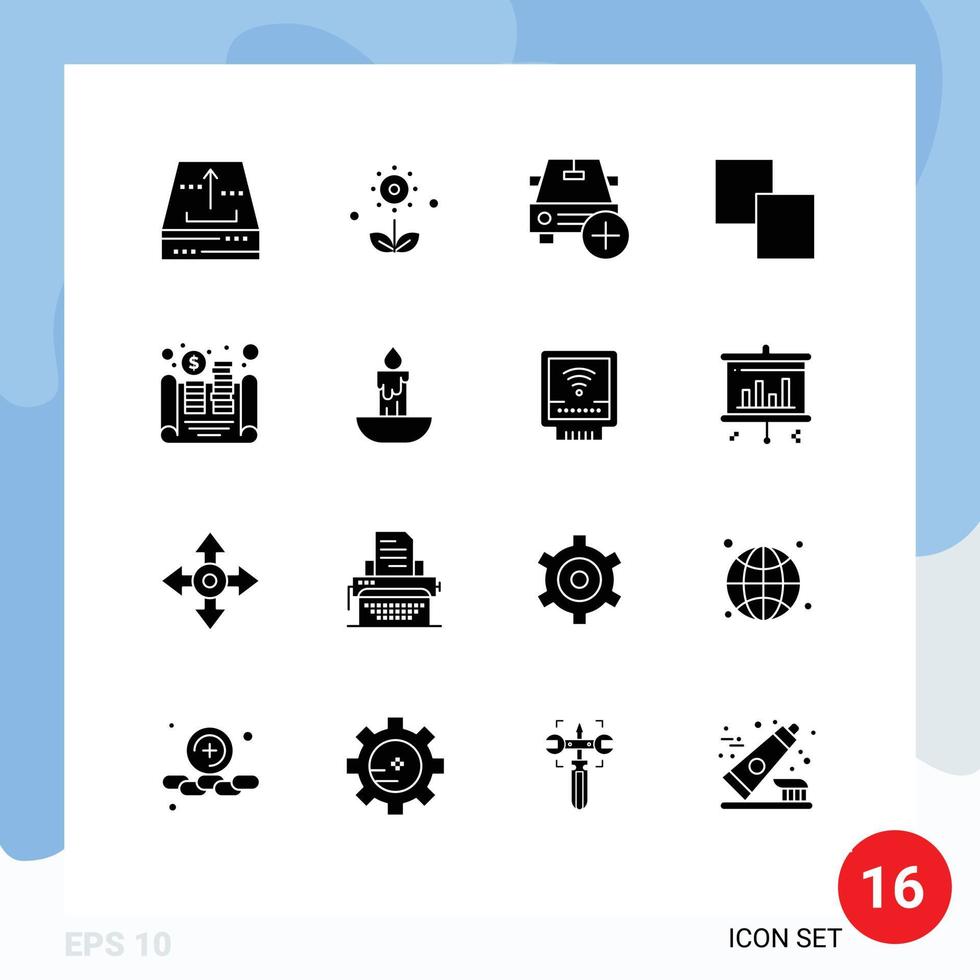 Solid Glyph Pack of 16 Universal Symbols of layers clone nature vehicles more Editable Vector Design Elements