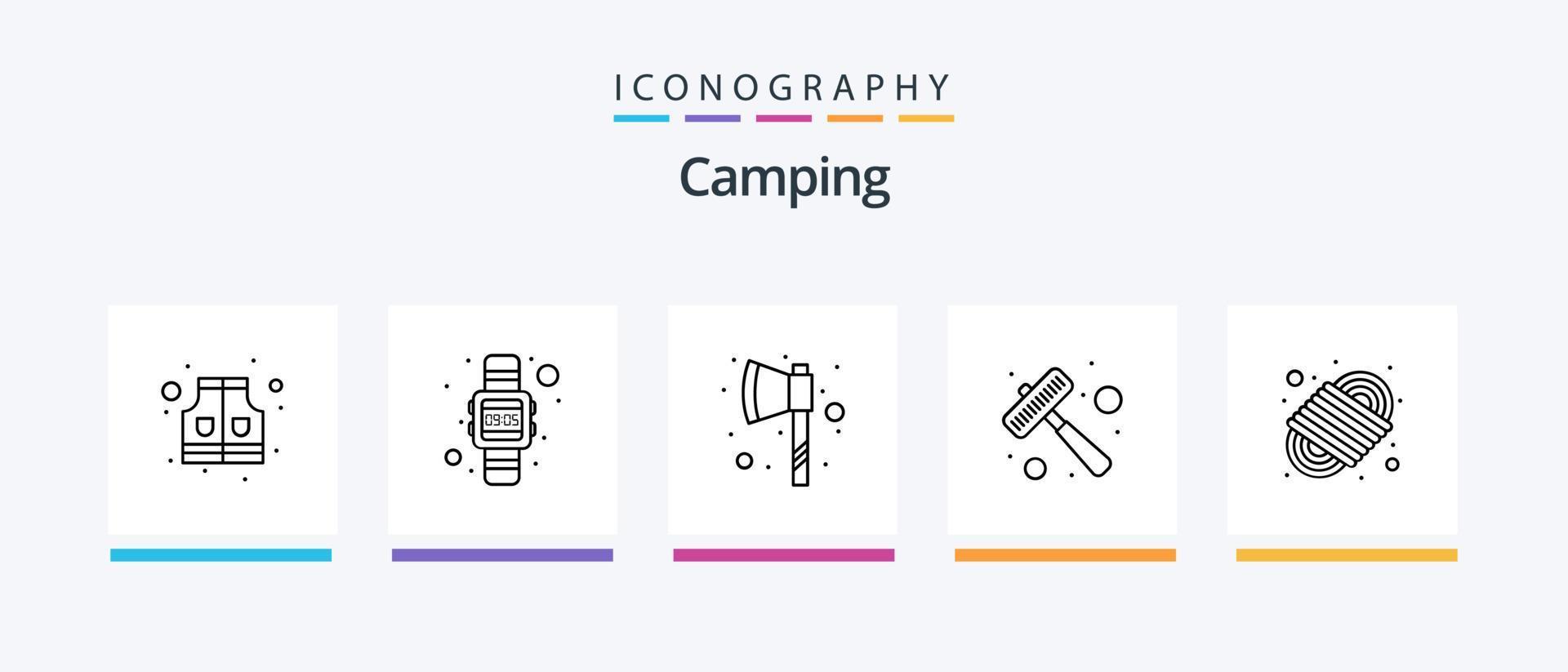Camping Line 5 Icon Pack Including . maps. location. location. watch. Creative Icons Design vector