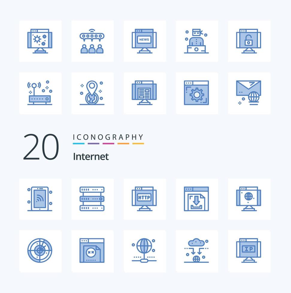 20 Internet Blue Color icon Pack like internet multimedia domain internet arrows vector
