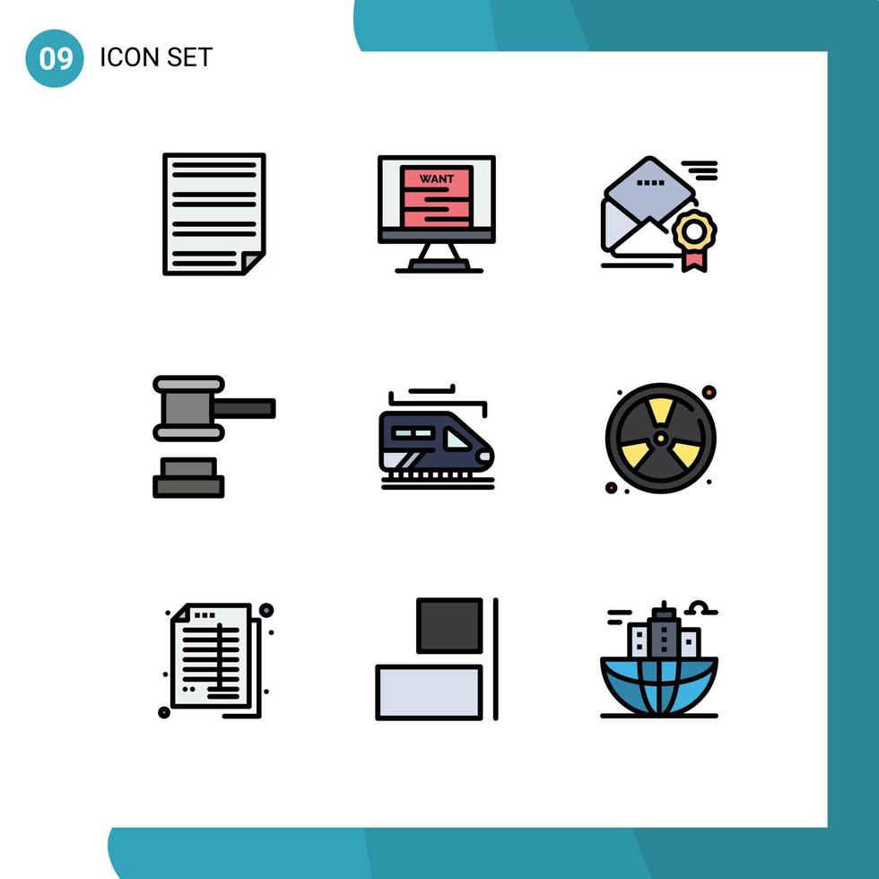 Set of 9 Modern UI Icons Symbols Signs for tools hammer wanted auction offer Editable Vector Design Elements