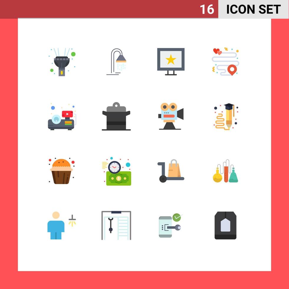 16 iconos creativos signos y símbolos modernos de proyector de cocina estrellas presentación pin paquete editable de elementos de diseño de vectores creativos