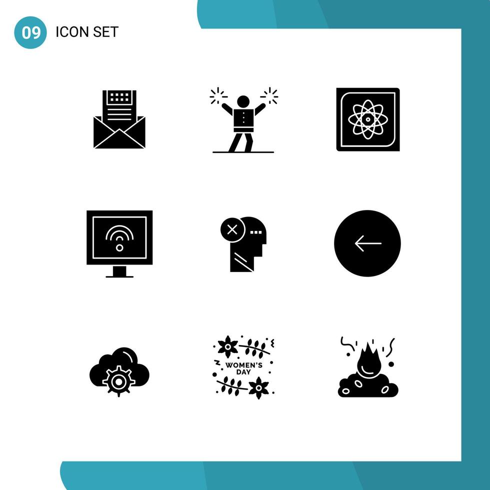 9 Universal Solid Glyph Signs Symbols of entertainment data cheerleader computing computation Editable Vector Design Elements