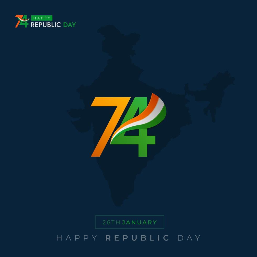 26 de enero día de la república india celebración 74 publicación en redes sociales vector