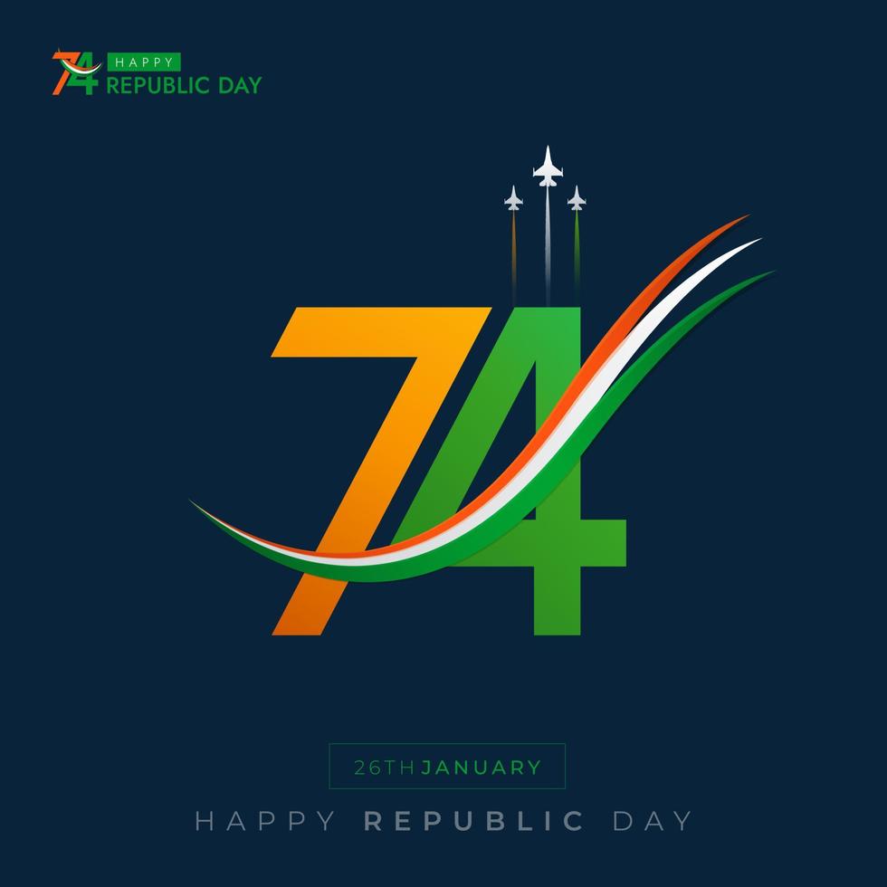 26 de enero día de la república india celebración 74 publicación en redes sociales vector