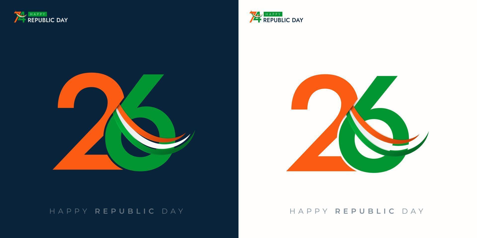 26 de enero día de la república india celebración 74 publicación en redes sociales vector