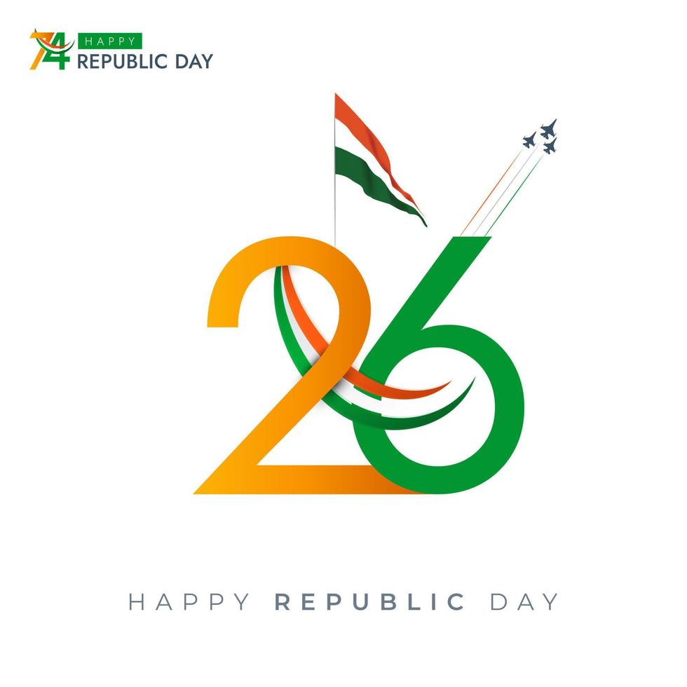 26 January India Republic Day 74th Celebration Social Media Post vector