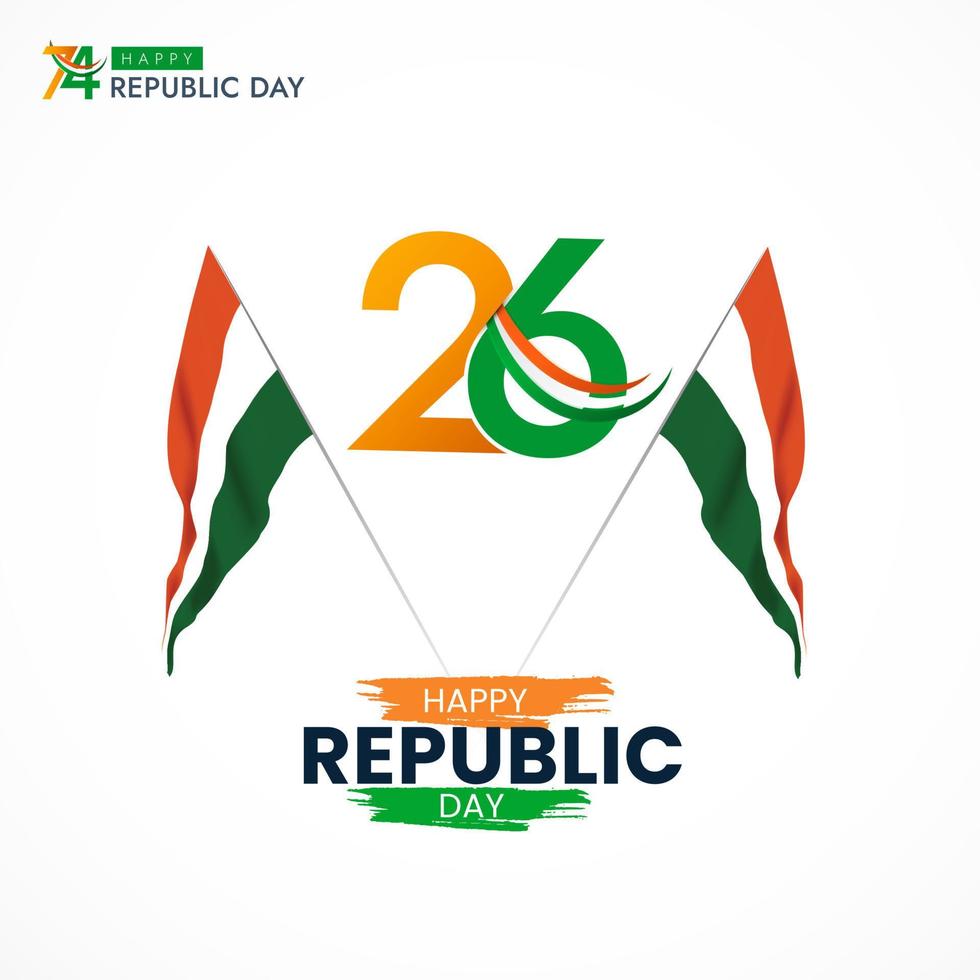 26 de enero día de la república india celebración 74 publicación en redes sociales vector