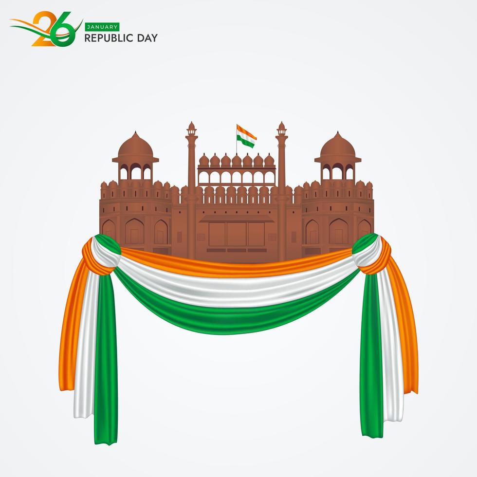 26 de enero día de la república india celebración 74 publicación en redes sociales vector