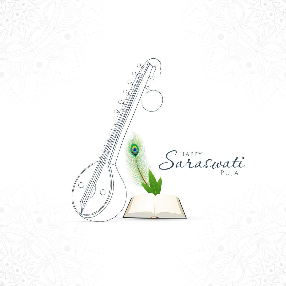 Happy Saraswathi Puja Social media post vector