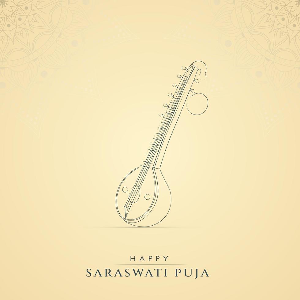 Happy Saraswathi Puja Social media post vector