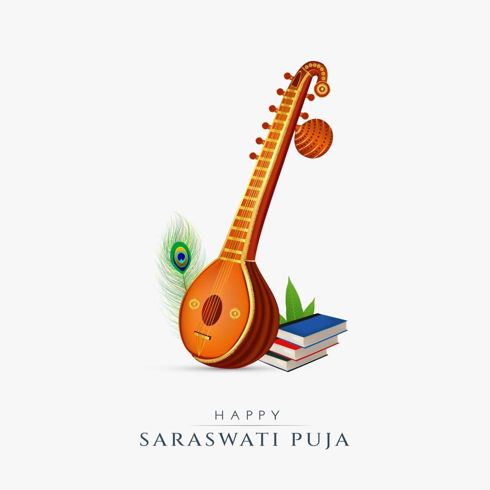 Happy Saraswathi Puja Social media post vector