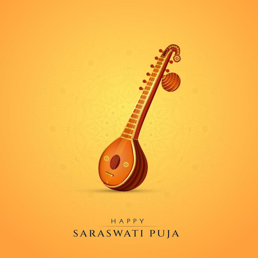 Happy Saraswathi Puja Social media post vector