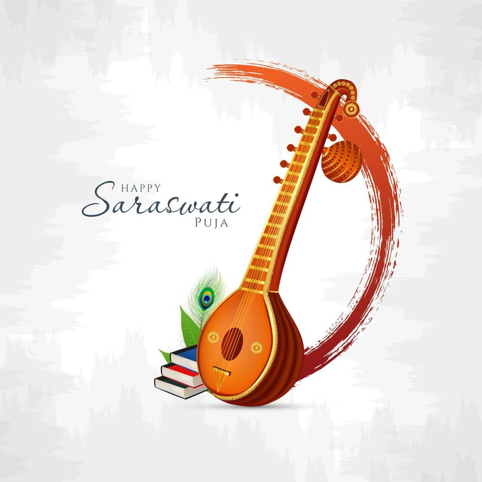 Happy Saraswathi Puja Social media post vector