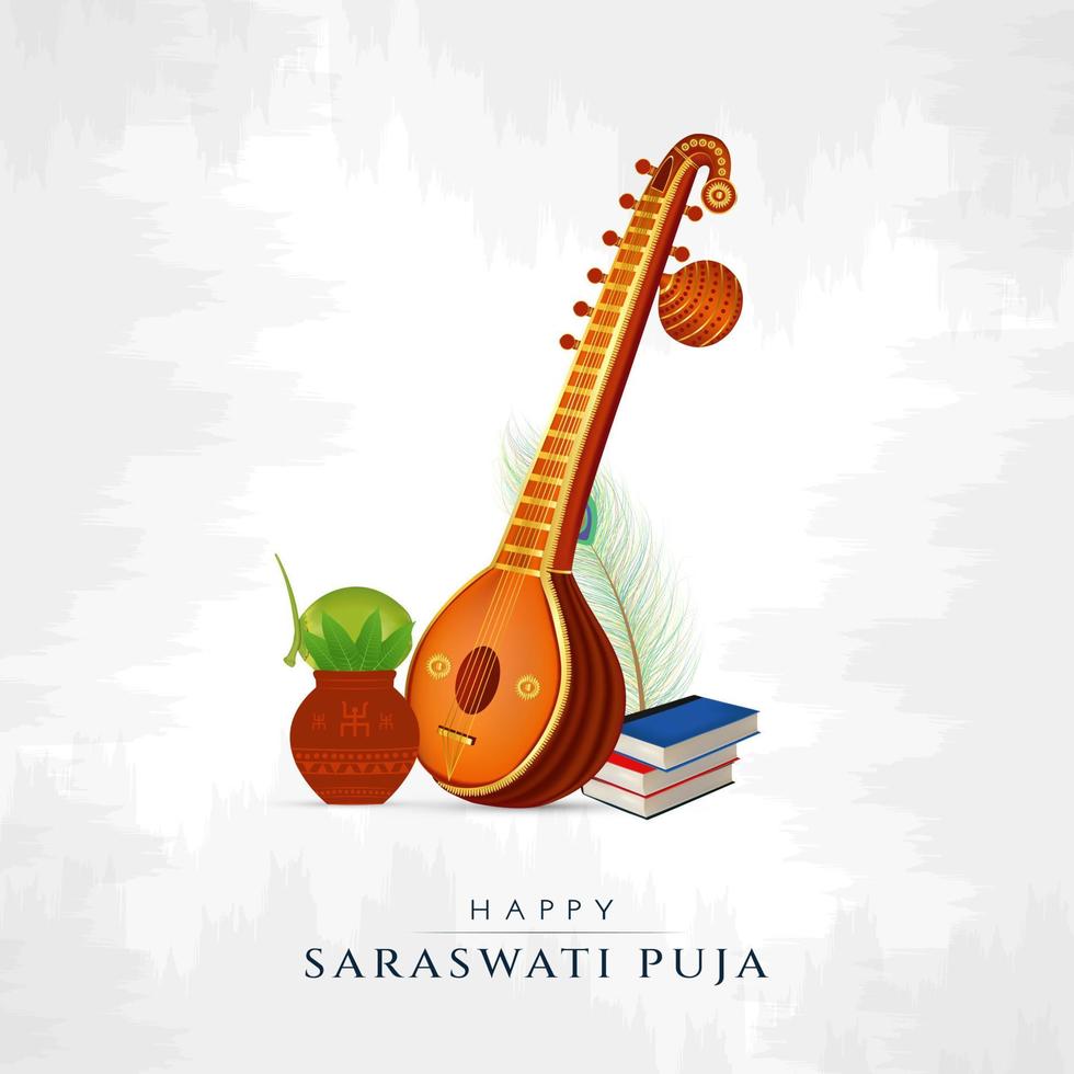 Happy Saraswathi Puja Social media post vector