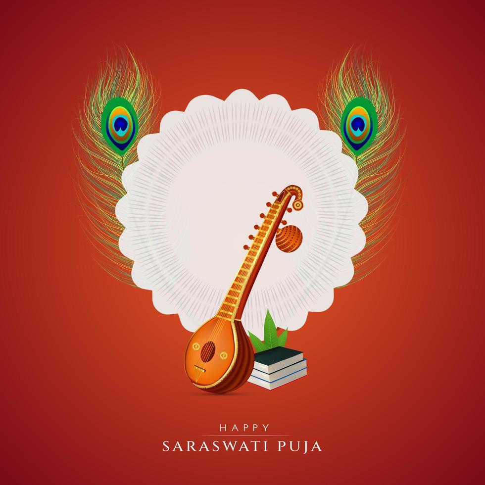 Happy Saraswathi Puja Social media post vector