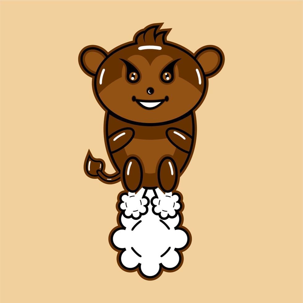 vector cartoon for monkey fart jumping funny