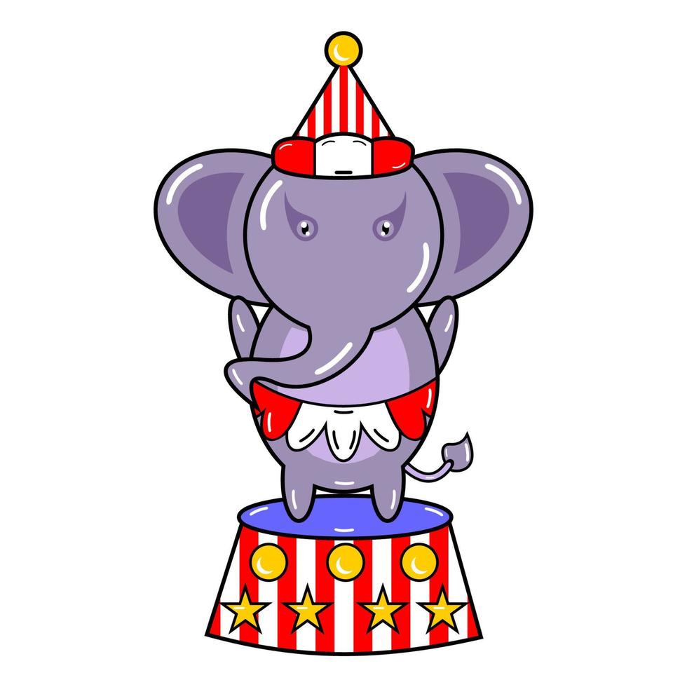 vector cartoon illustration of a cute circus elephant