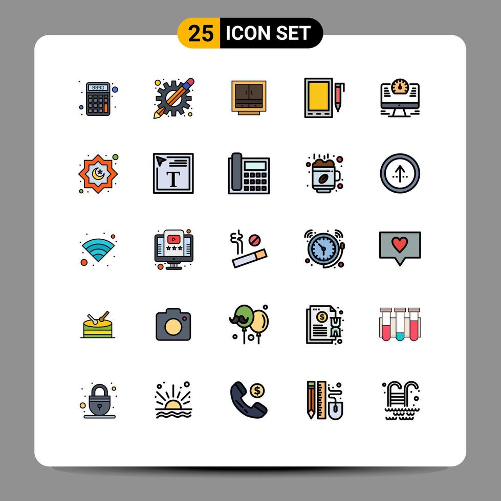 Modern Set of 25 Filled line Flat Colors and symbols such as pencil mobile cabinet storage furniture Editable Vector Design Elements
