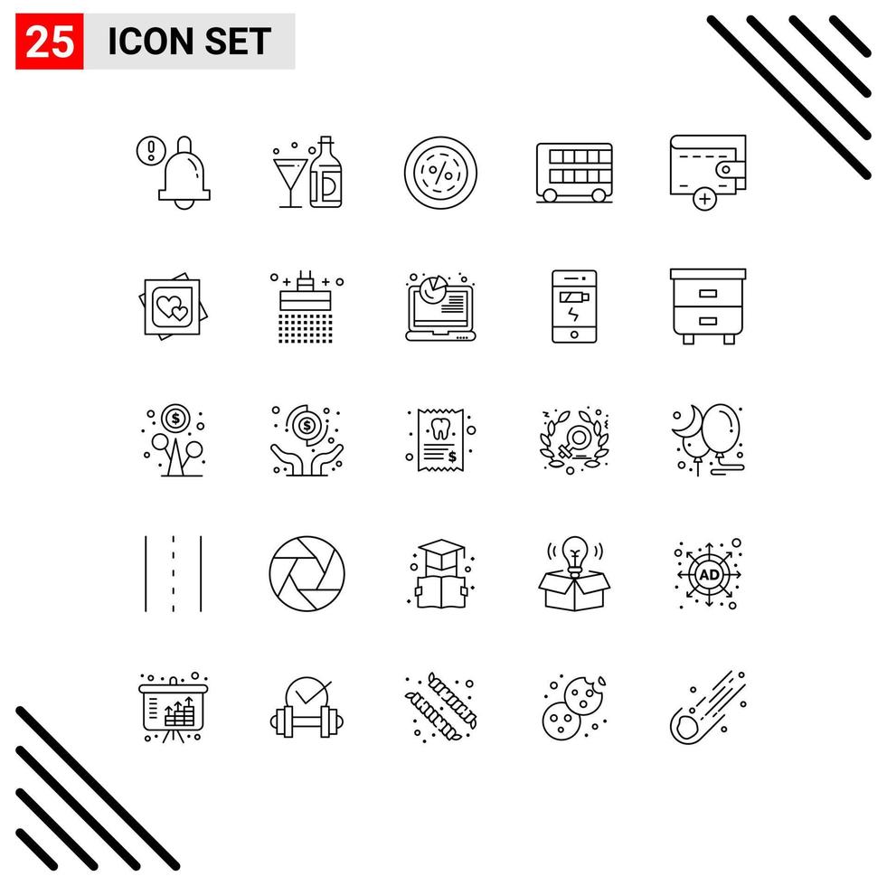 Set of 25 Modern UI Icons Symbols Signs for london decker discount bus sale Editable Vector Design Elements