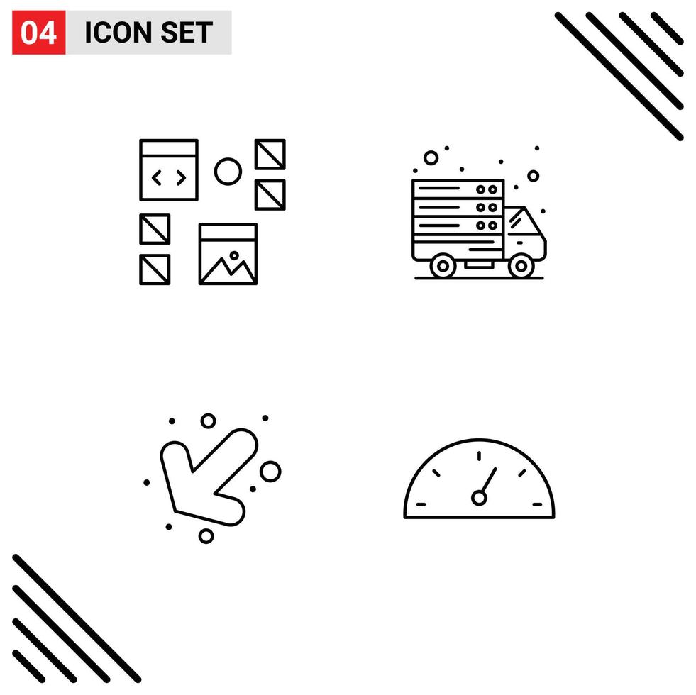 4 Line concept for Websites Mobile and Apps design arrow page online left Editable Vector Design Elements