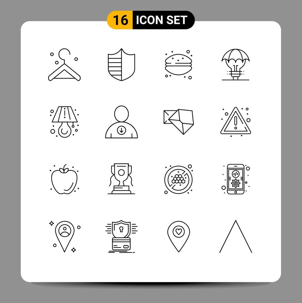 Group of 16 Modern Outlines Set for table lamp french macaroon patent defence Editable Vector Design Elements