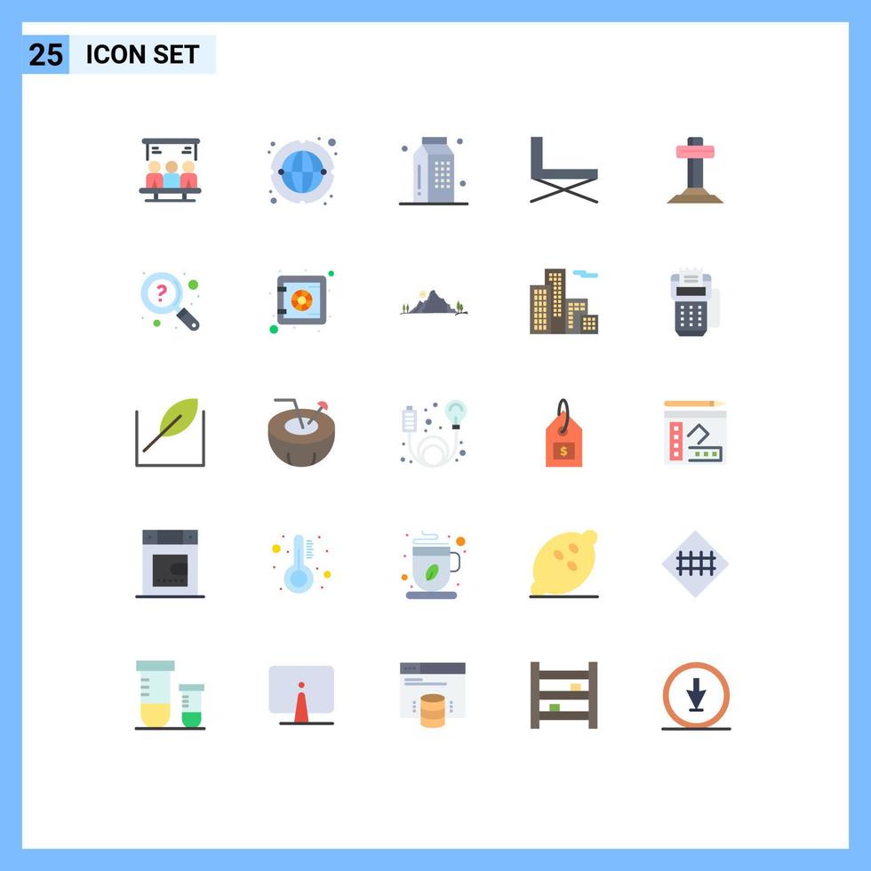paquete de 25 signos y símbolos modernos de colores planos para medios de impresión web, como muebles de cocina para sentarse, elementos de diseño de vectores editables de leche