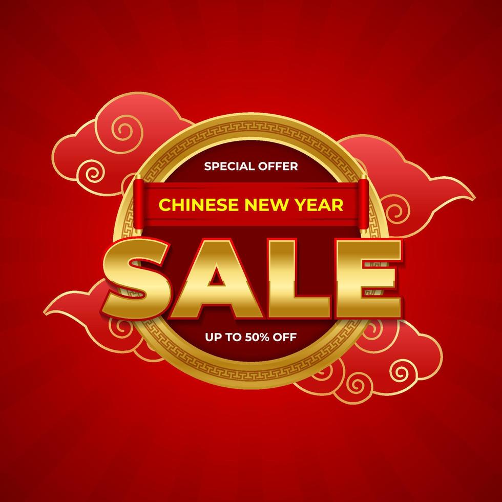 Chinese new year sale banner vector, background of lunar new year discount event for promotional product, web banner and social media post vector