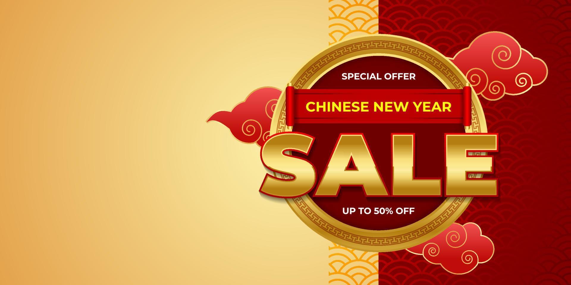 Chinese new year sale banner vector, background of lunar new year discount event for promotional product, web banner and social media post vector