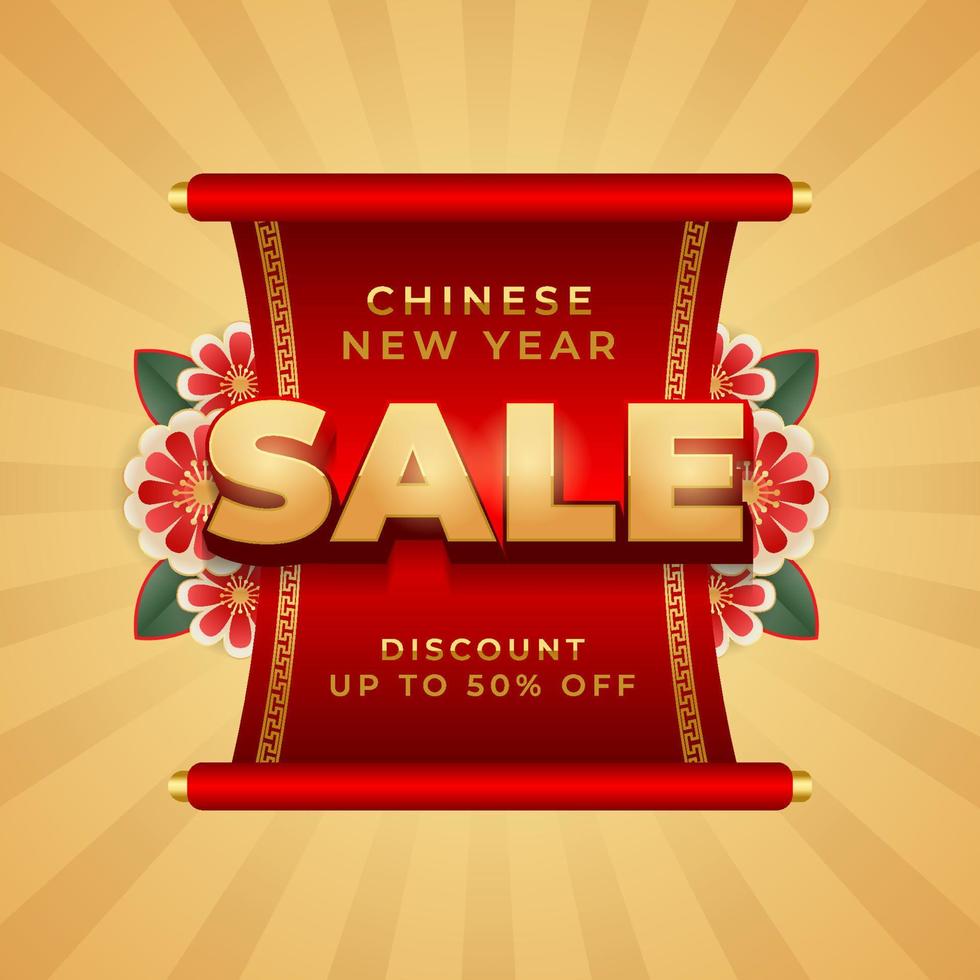 Chinese new year sale banner vector, background of lunar new year discount event for promotional product, web banner and social media post vector