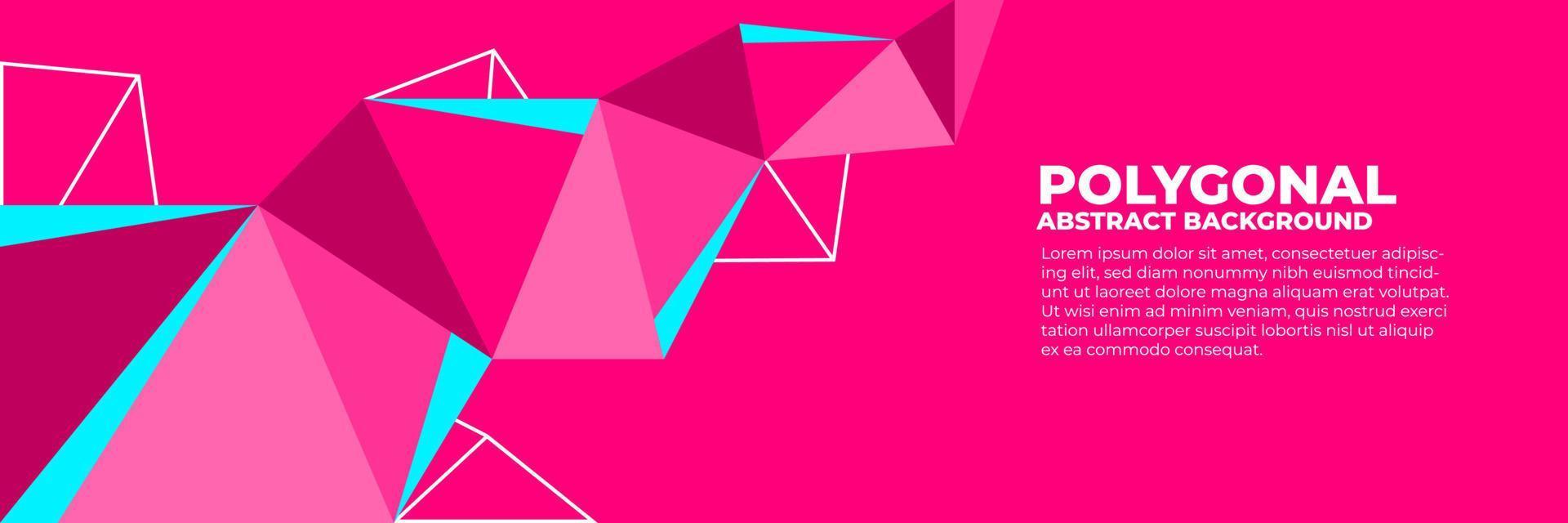 Geometric polygonal abstract background with triangles trendy fresh color combination, low poly banner horizontal with copy sapce for place text or object vector