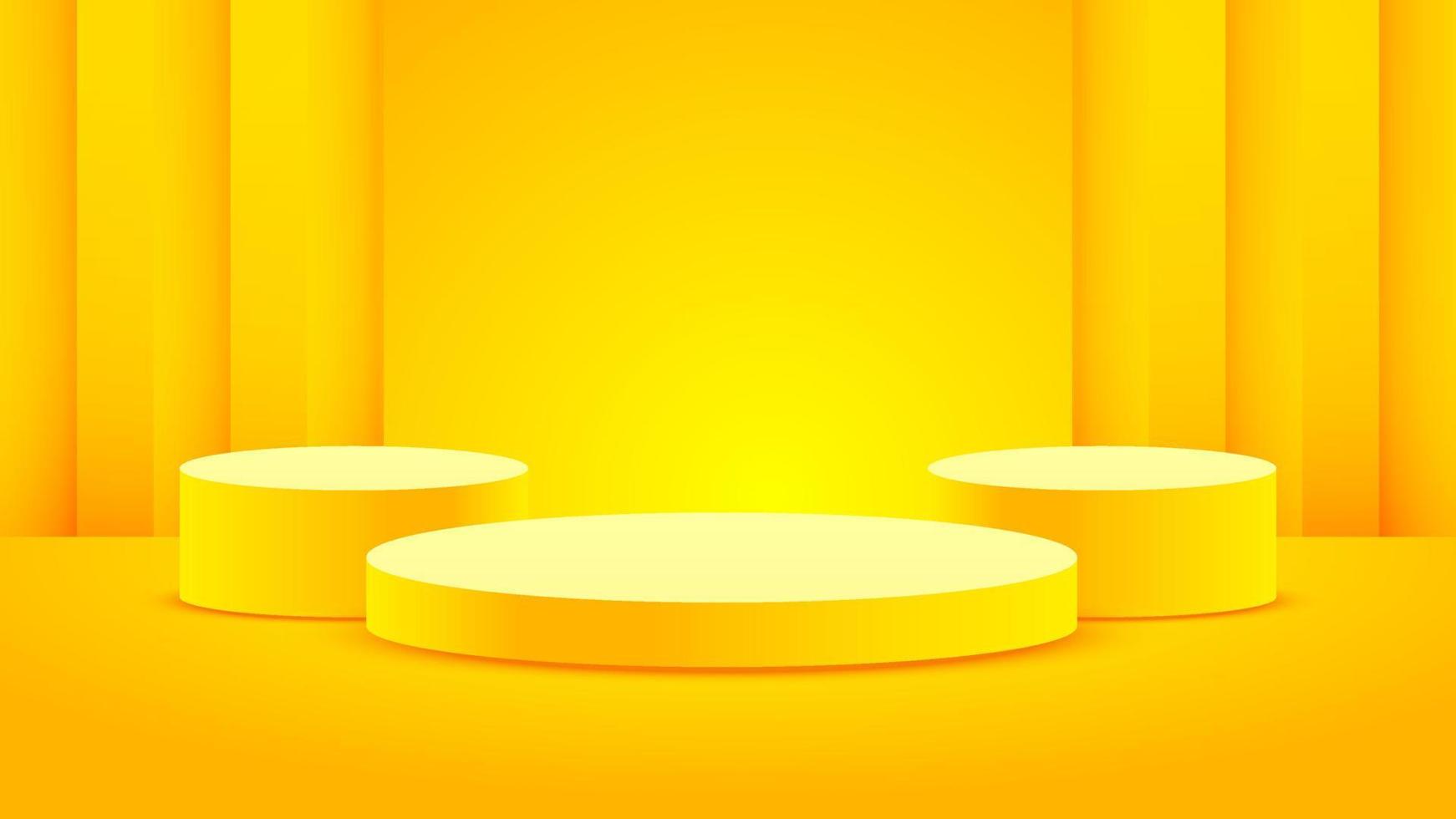 minimalismo de fondo en relieve amarillo realista con vector de podio en blanco 3d para colocar su producto, ilustración de banner abstracto