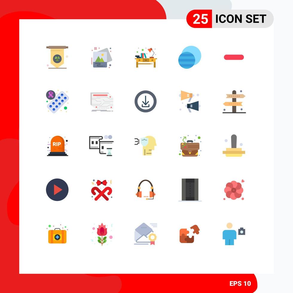 25 User Interface Flat Color Pack of modern Signs and Symbols of remove less office delete space Editable Vector Design Elements