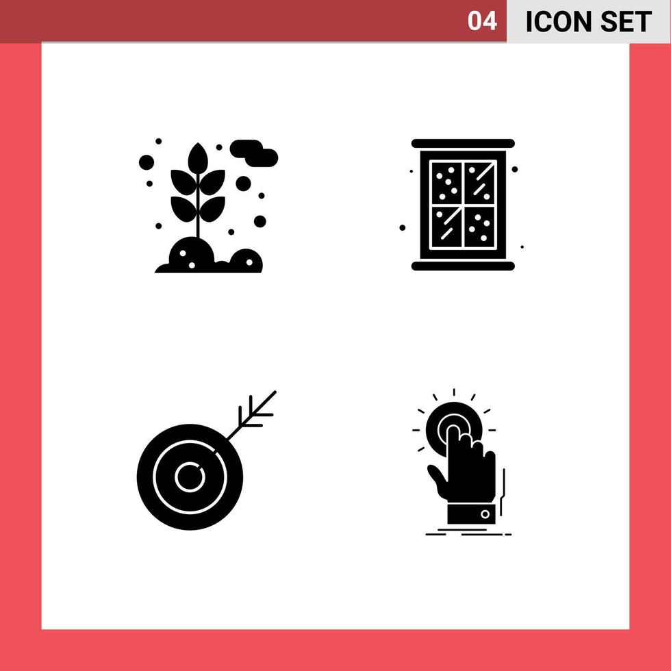 Modern Set of 4 Solid Glyphs and symbols such as agriculture dart wheat window target Editable Vector Design Elements