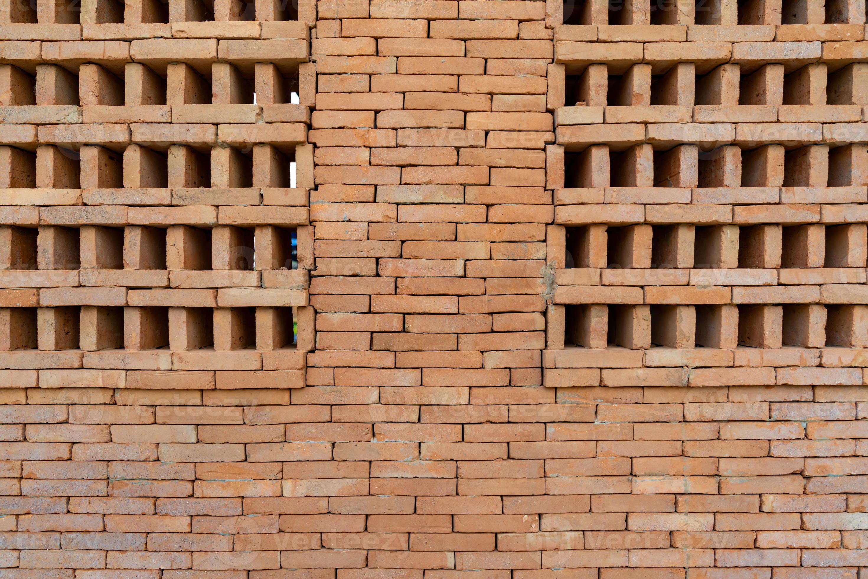The new pattern of hole brick wall arrangement art with modern and