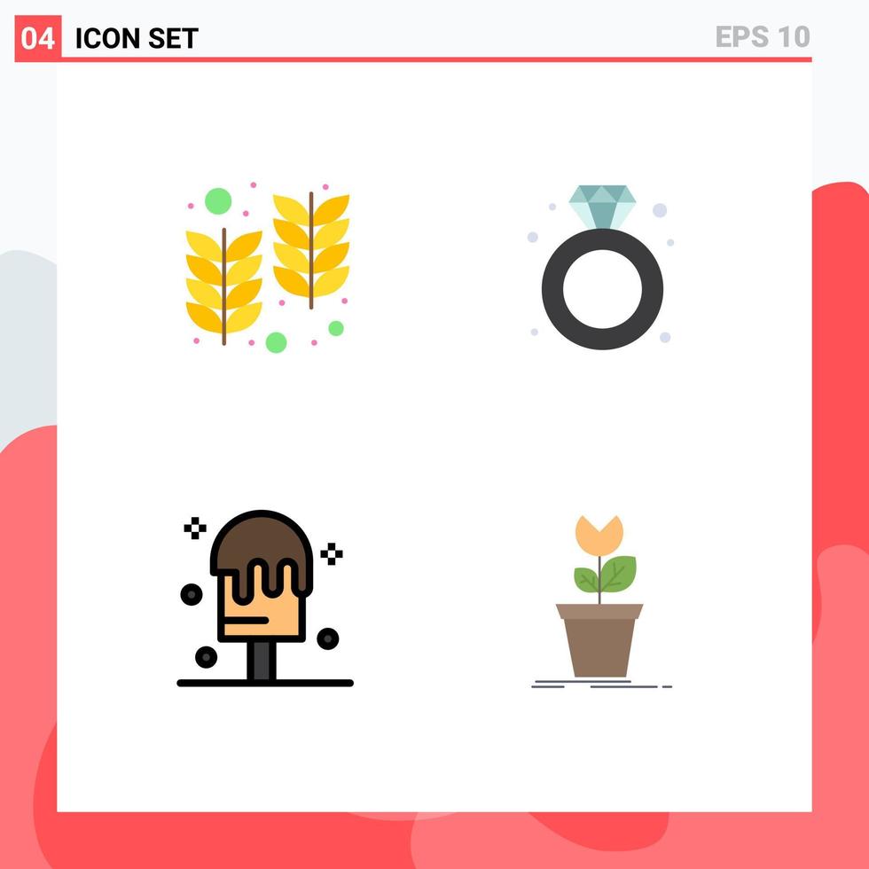 Flat Icon Pack of 4 Universal Symbols of farm ice wheat ring adventure Editable Vector Design Elements