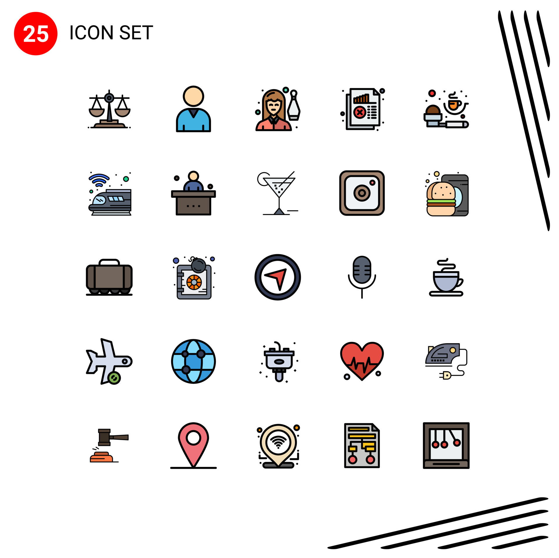 Group Of 25 Filled Line Flat Colors Signs And Symbols For Measuring group-of-25-filled-line-flat-colors-signs-and-symbols-for-measuring