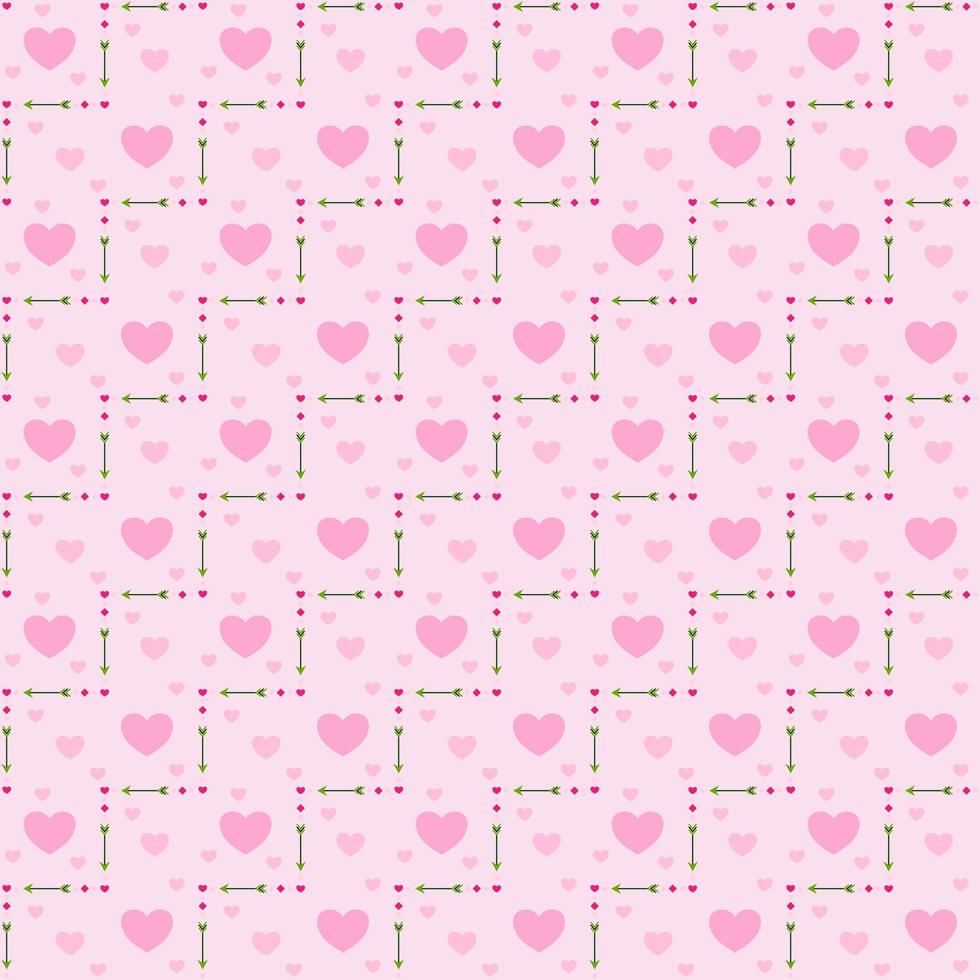 Pink heart on zigzag geometric square background vector seamless pattern, element for decorate valentine card, flannel tartan plain fabric textile printing, wallpaper and paper wrapping