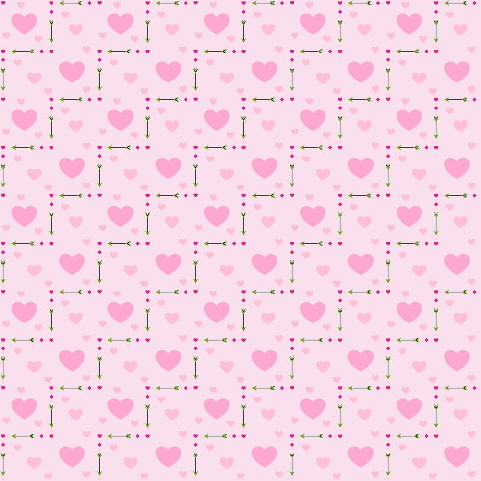 Pink heart on zigzag geometric square background vector seamless pattern, element for decorate valentine card, flannel tartan plain fabric textile printing, wallpaper and paper wrapping