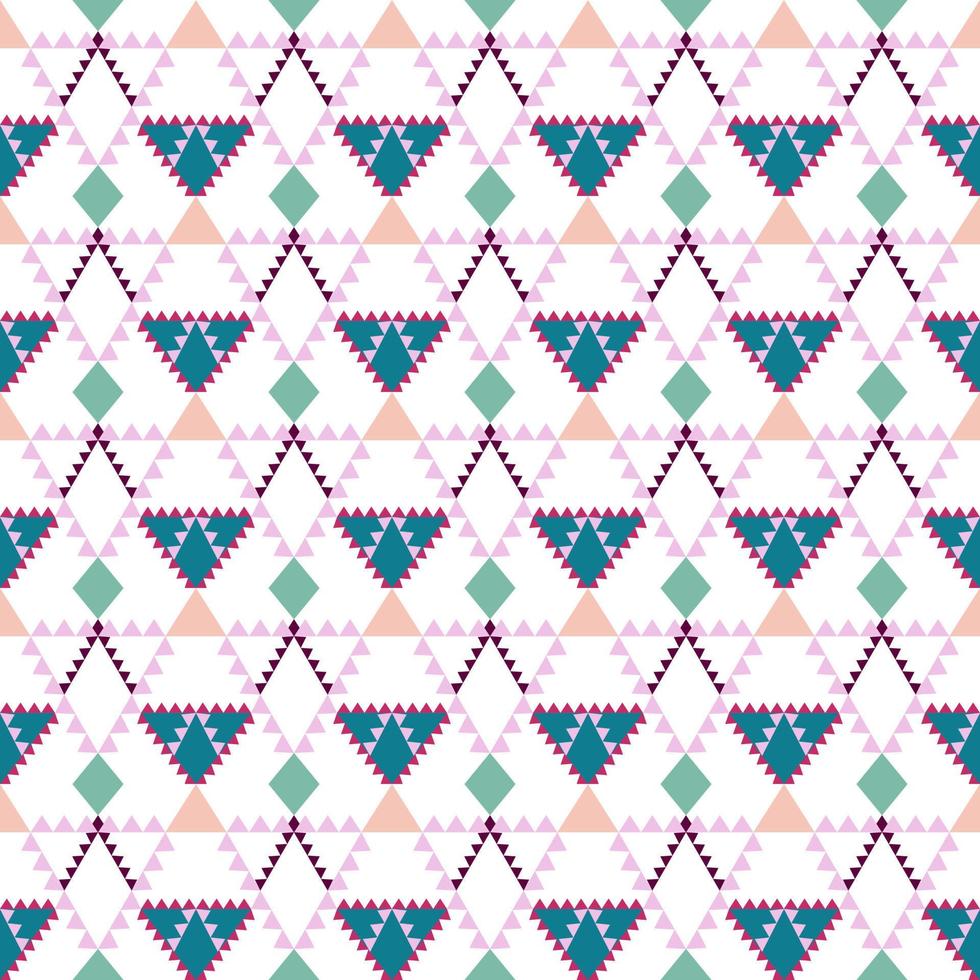 Geometric ethnic pattern with square triangle diagonal abstract ornament design for clothing fabric textile printing, handcraft, embroidery, carpet, curtain, batik, wallpaper wrapping, vector seamless