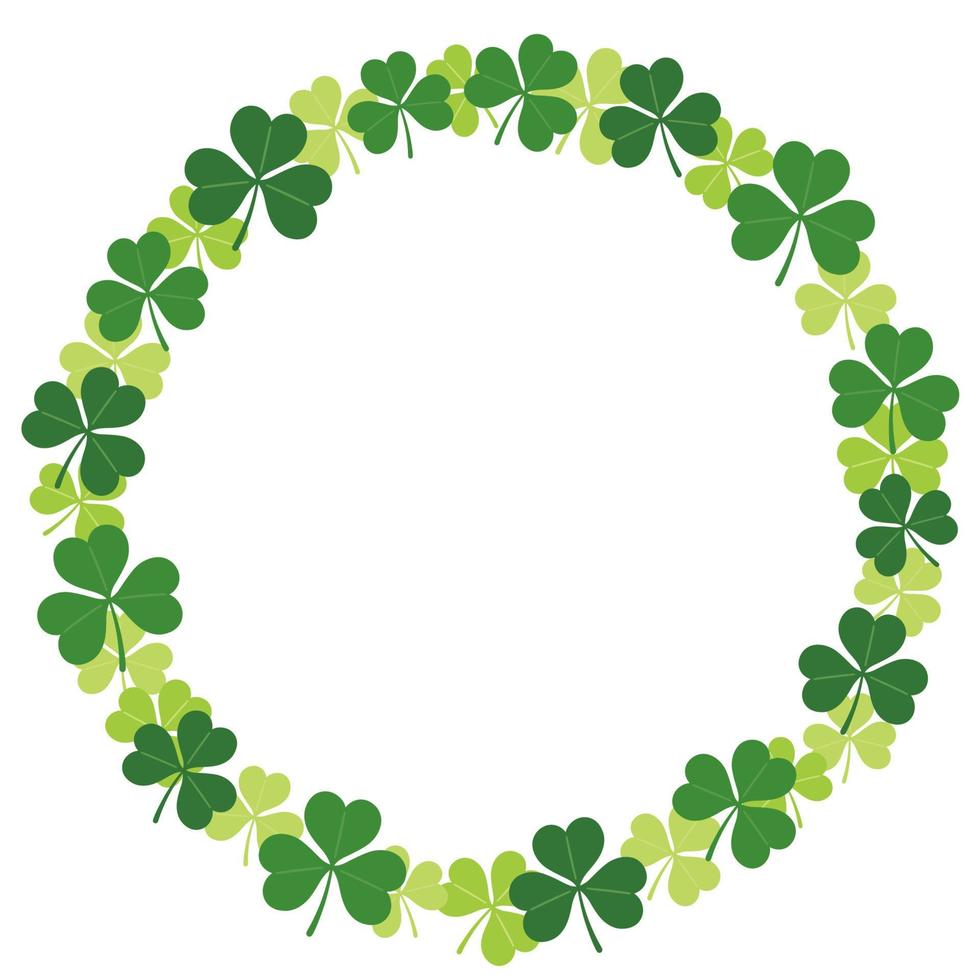 Vector Clover Round Frame Illustration For St. Patricks Day Isolated On A White Background.
