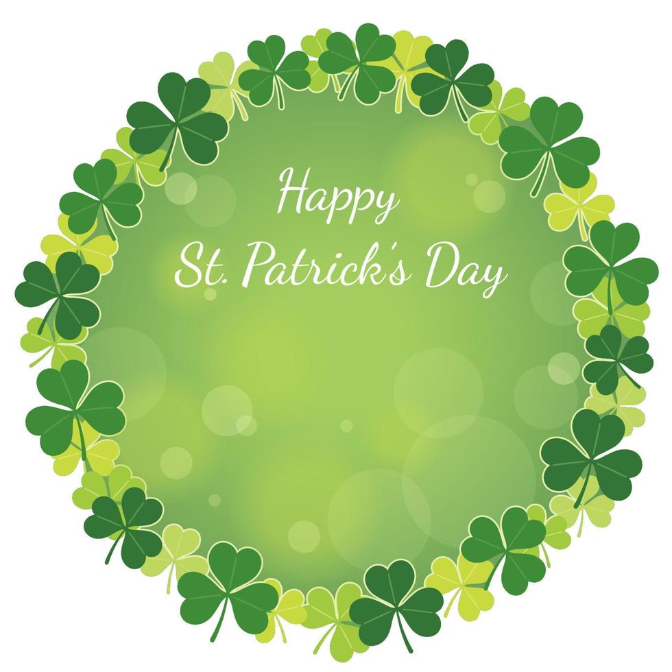 Vector Clover Round Frame Illustration For St. Patricks Day Isolated On A White Background.